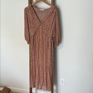 Lush Red Casual Sundress with 3/4 Bishop Sleeves